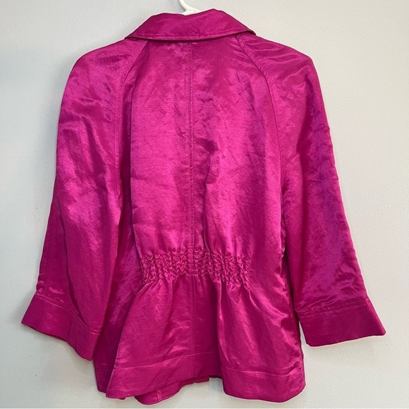 Charter Club Womens Blazer Full Zip Linen Viscose Sz L Pink Barbie Cruise Office - Picture 6 of 9